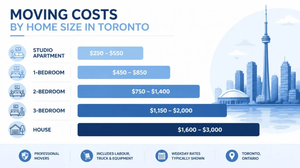 Cost of Movers in Toronto comparison chart for local vs long-distance moves